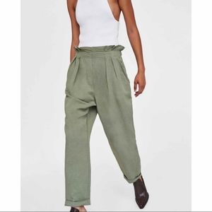 Zara Linen Paperbag Waist Pants